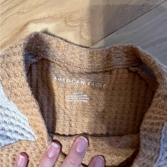 American Eagle Long Sleeve Waffle Varsity Stripe Sleeve T Shirt Size L Academia - Picture 3 of 5